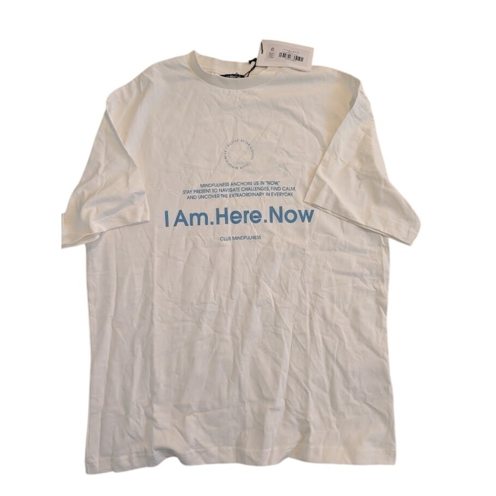 Active After‎ Coffee Club Mindfulness White Graphic T-Shirt Medium 100% Cotton